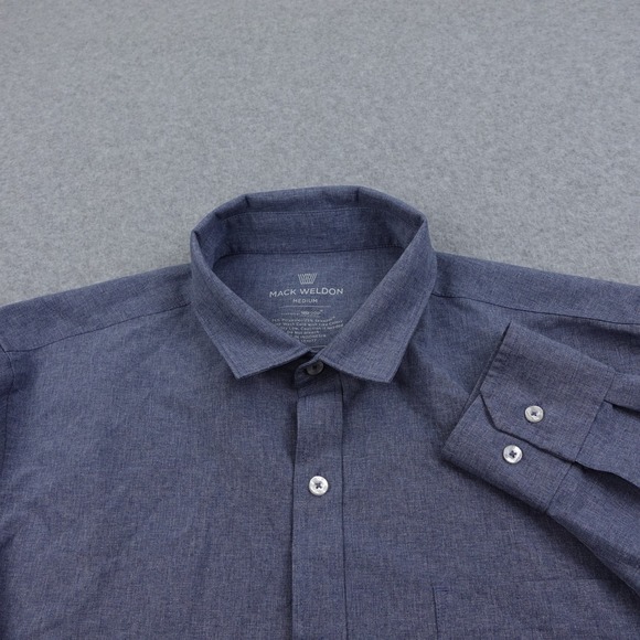 Mack Weldon Mens M Gray Button Down Shirt Long Sleeve‎ Performance Stretch Light - Picture 1 of 5